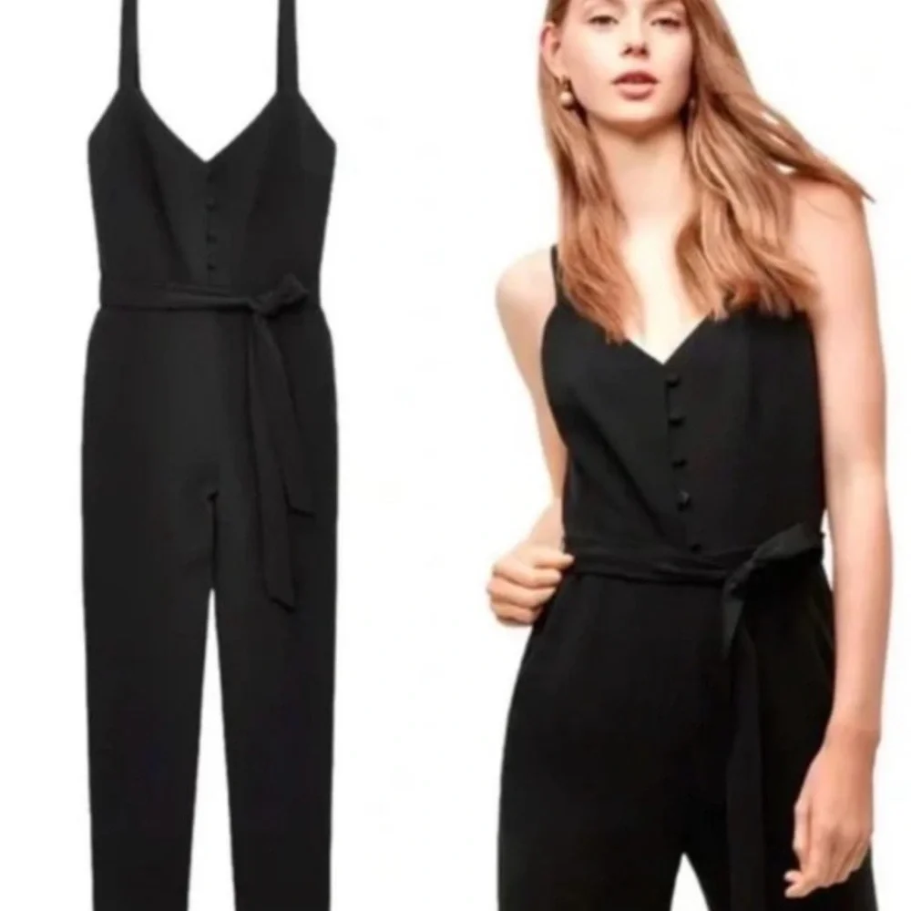 Aritzia Little Moon Petunia Jumpsuit Women's Black Size 4 Classic open back - Picture 1 of 13